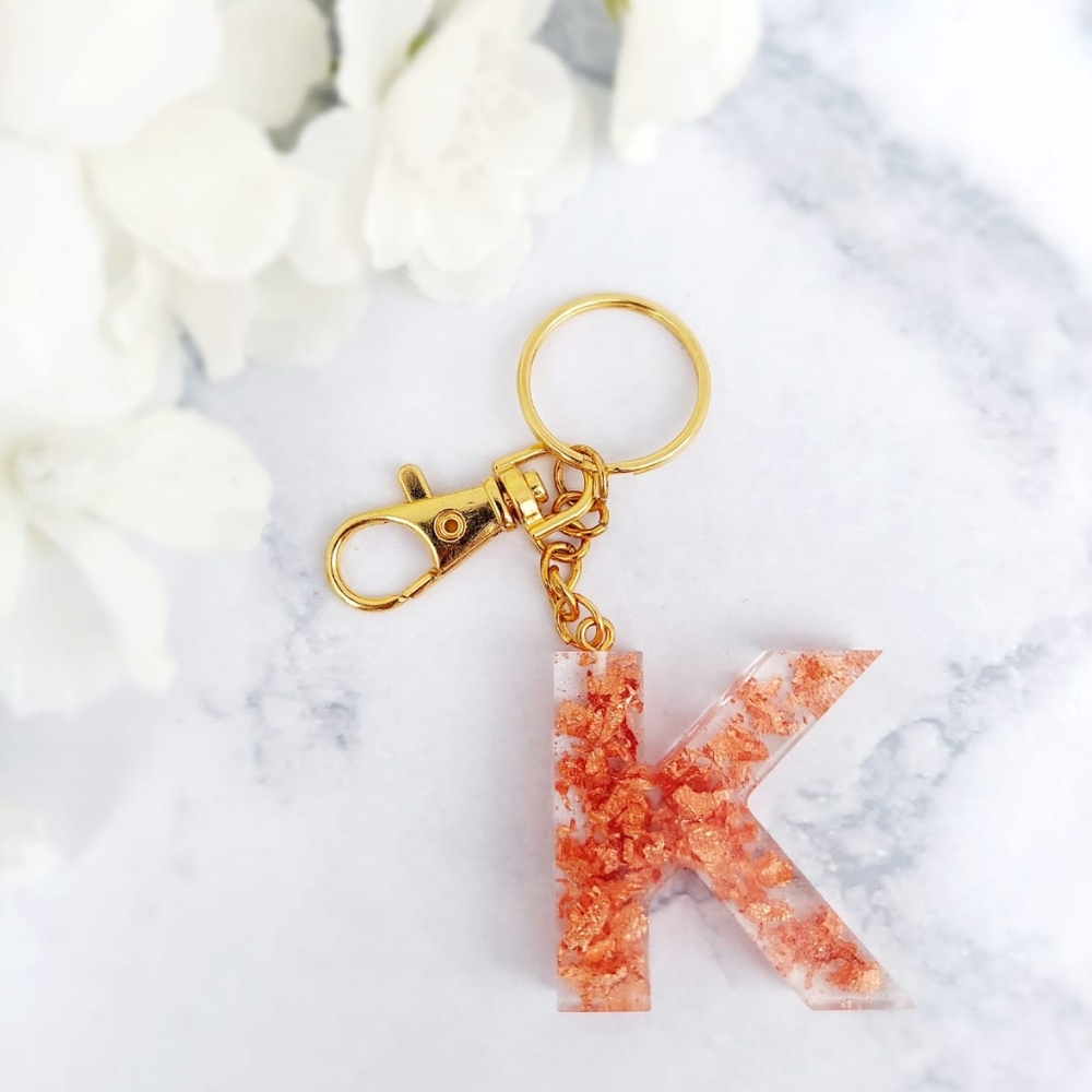 A-Z Cooper Leaves Resin Keychains
